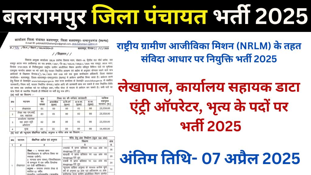 Balrampur Jila Panchayat Vacancy
