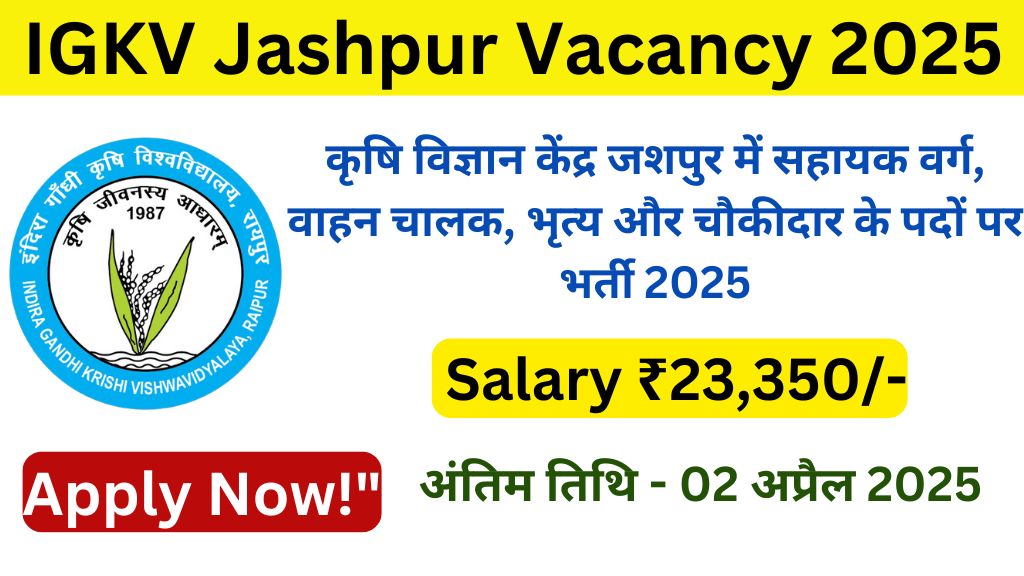 IGKV Jashpur Vacancy 2025