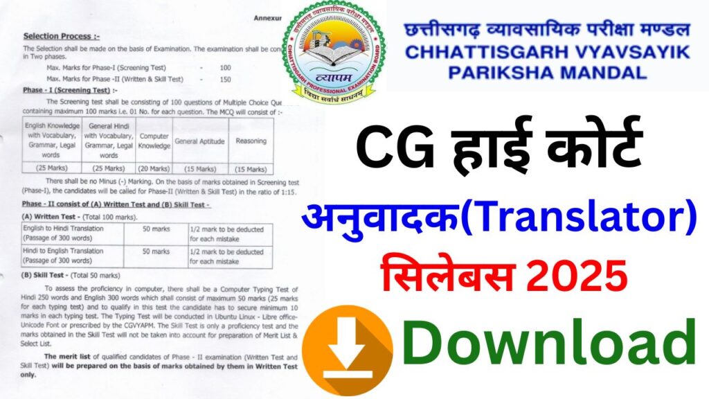 CG High Court Translator Syllabus