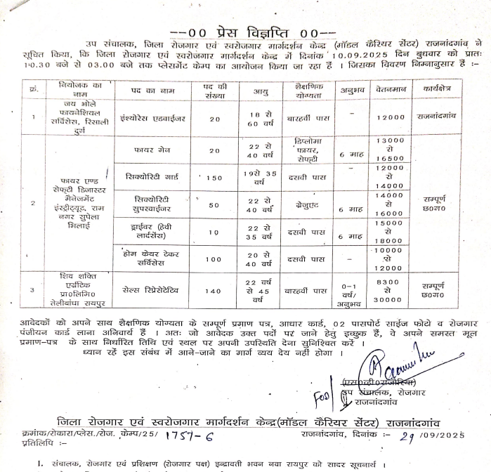 Rajnandgaon Rojgar Mela 2025
