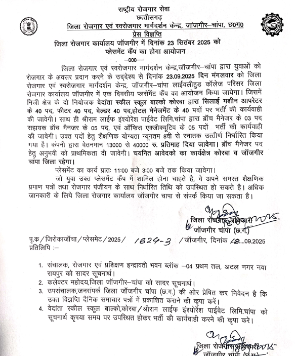 Janjgir Champa Placement Camp 2025
