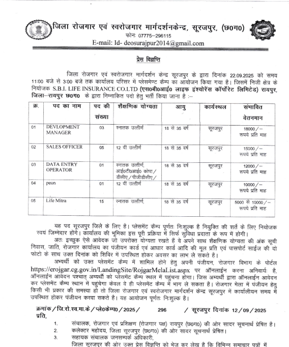 Surajpur placement camp 2025

