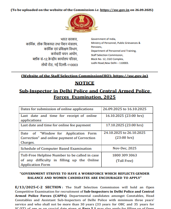 SSC CPO Recruitment 2025
