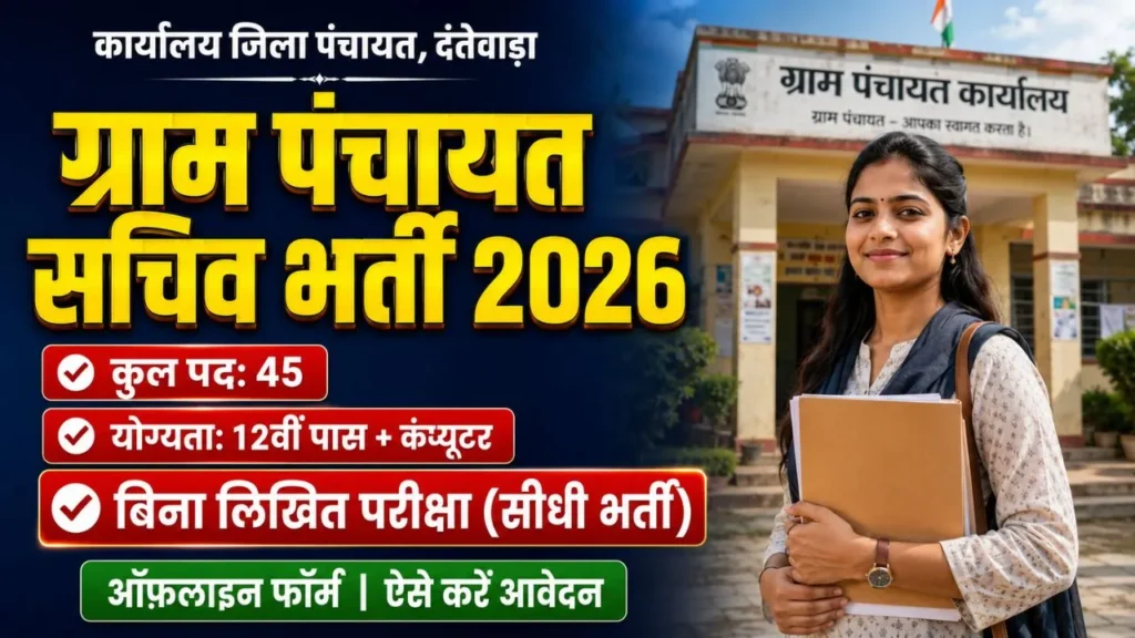 Dantewada Gram Panchayat Sachiv Bharti 2026: 12वीं पास 45 पदों पर सीधी भर्ती, बिना लिखित परीक्षा होगा चयन 1 Dantewada Gram Panchayat Sachiv Bharti 2026