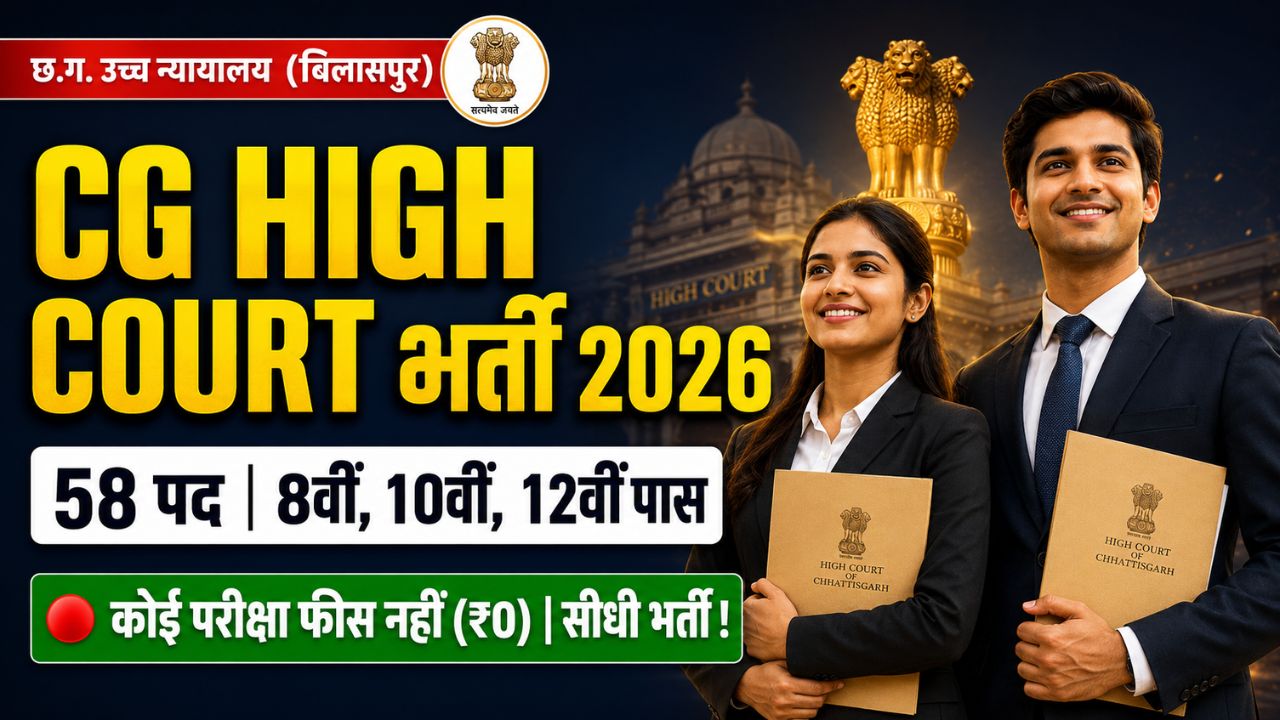 CG High Court Bharti 2026: 8वीं और 10वीं पास के लिए 58 पदों पर सीधी भर्ती, ऐसे भरें फ्री फॉर्म 2 CG High Court Bharti 2026